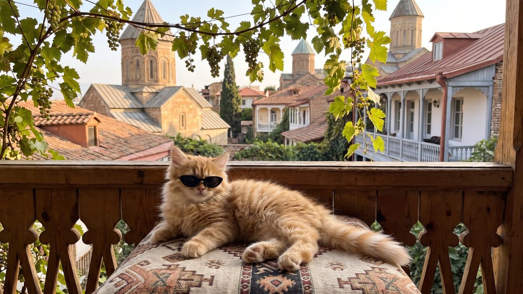 A cat in sunglasses, unbothered
